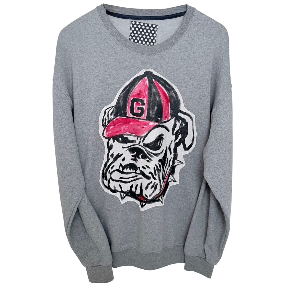 Gameday Social Sweatshirt Men's L Gray Red Gameday Georgia Bulldogs NCAA